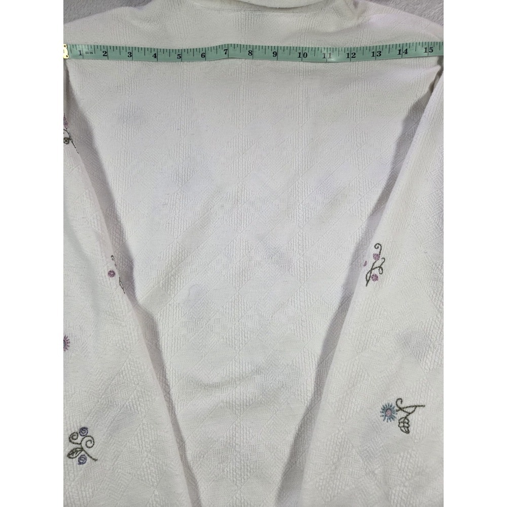 TEODI Vintage Floral Embroidered Quarter Zip Sweatshirt Womens Small Cottagecore - Picture 7 of 7